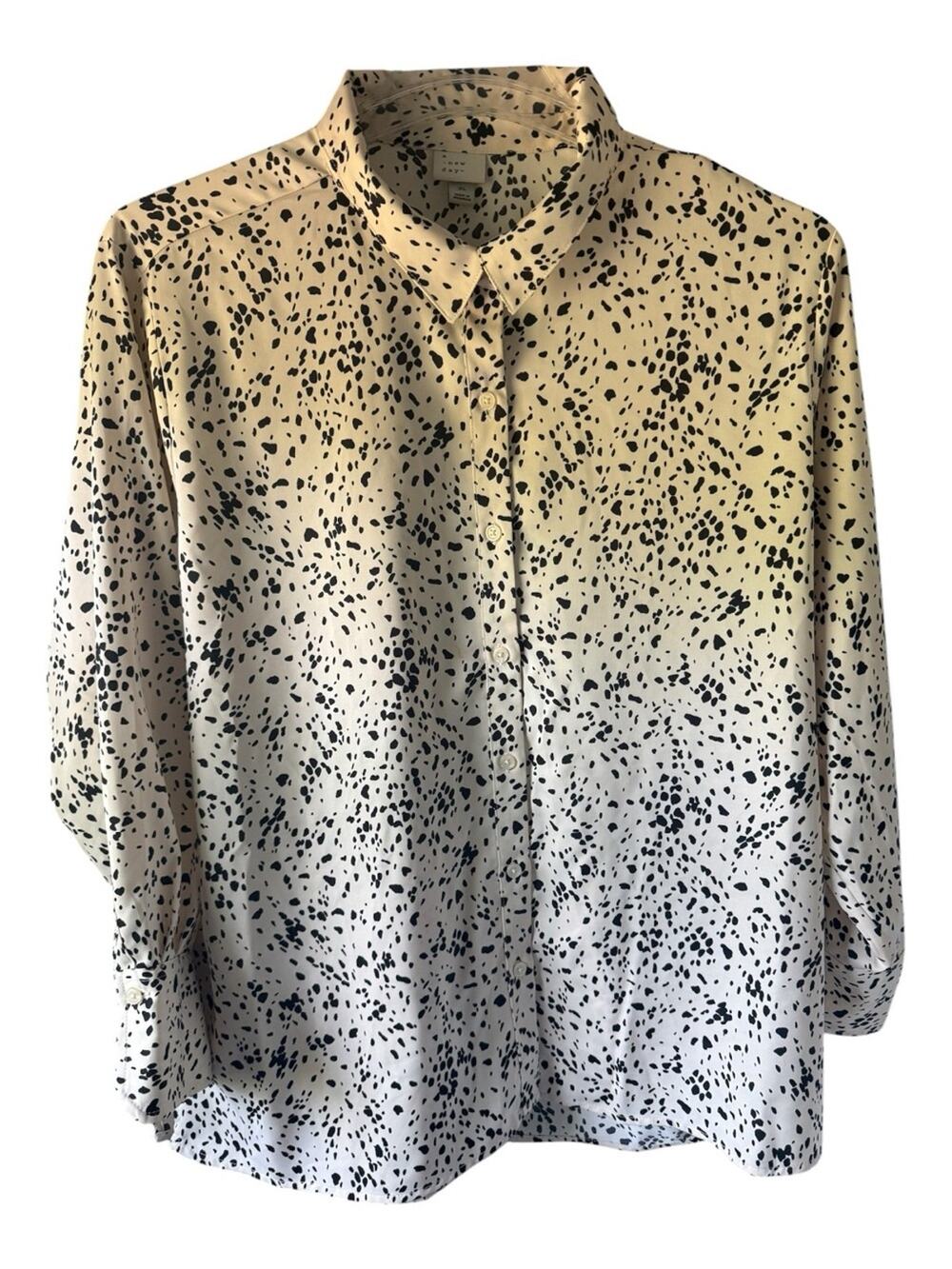 A New Day Women's Animal Print Button Down Shirt XL Workwear Casual Ombre